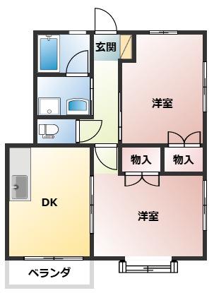 アルファレス正観寺(2DK/2階)の間取り写真