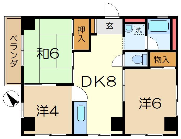 マエザワ第2コーポ(3DK/2階)の間取り写真