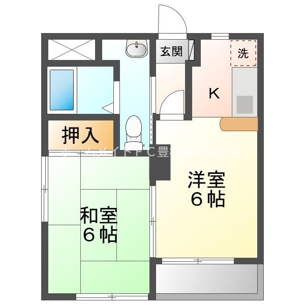カワイ・マンション(2K/1階)の間取り写真