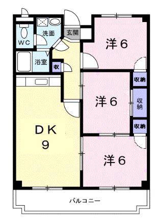 サンモール金剛(3LDK/2階)の間取り写真