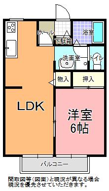 エスポワールウルノ B棟(1LDK/1階)の間取り写真
