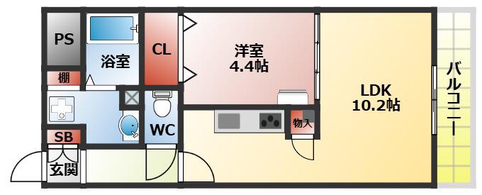 MANSION GRACE(1LDK/2階)の間取り写真
