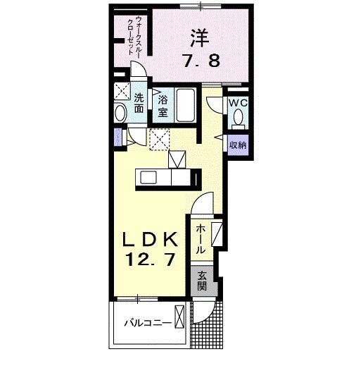 ラ・ルーチェ(1LDK/1階)の間取り写真