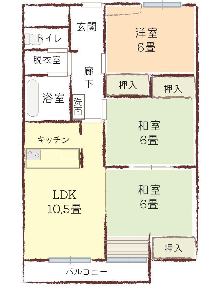 ＪＲ山陽本線 東福山駅 徒歩11分 7階建 築29年(3LDK/3階)の間取り写真