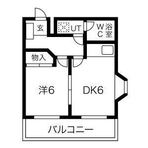 カスティロ泉(1DK/9階)の間取り写真