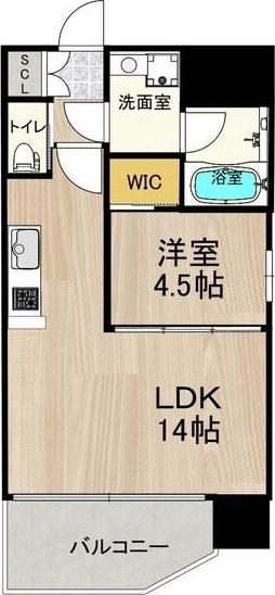 プレジオ九条(1LDK/9階)の間取り写真