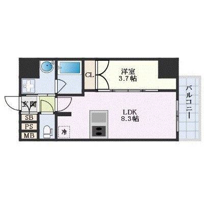 ディアレイシャス名古屋浄心(1LDK/14階)の間取り写真