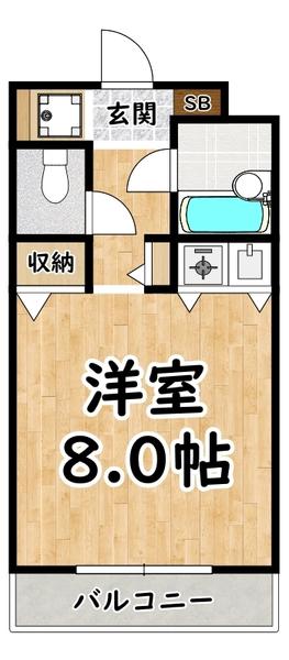 ニューシティーマンション(ワンルーム/4階)の間取り写真