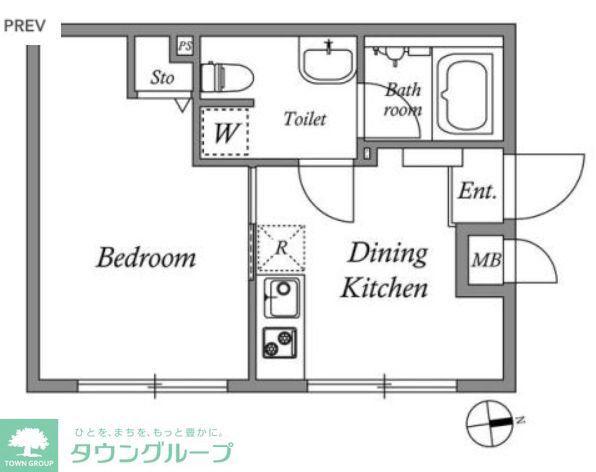 GRAN PASEO 方南町(1DK/1階)の間取り写真