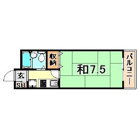 ゴールドハイツ祇園(1K/2階)の間取り写真