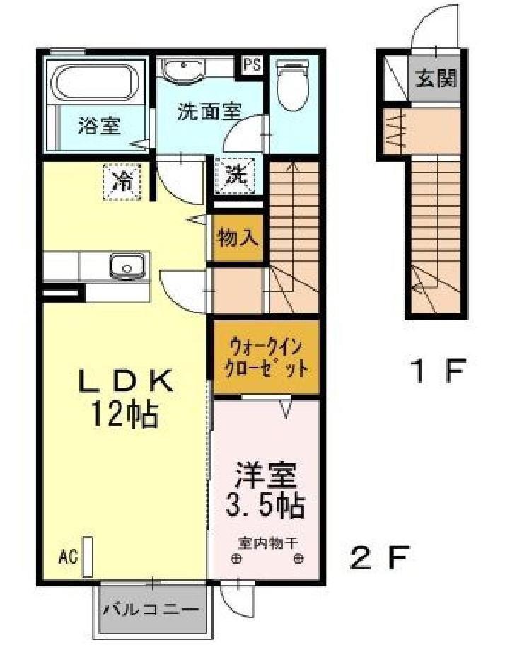 セレーノ VII(1LDK/2階)の間取り写真