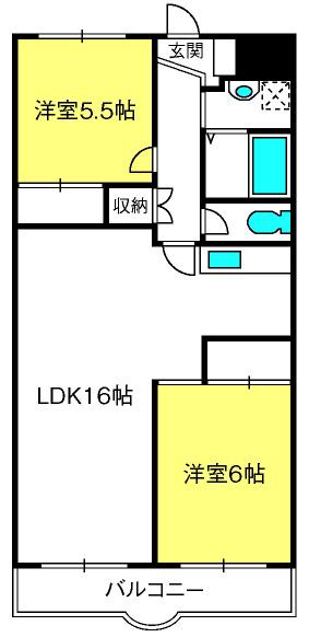 パレロワイヤル大宮(2LDK/3階)の間取り写真