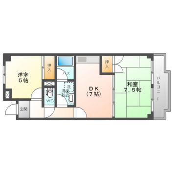 守口コーポ(2DK/5階)の間取り写真