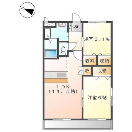 グランベールA(2LDK/1階)の間取り写真