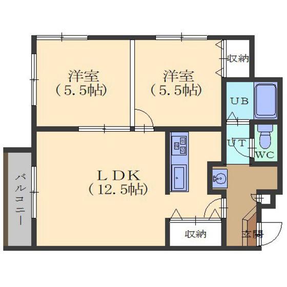 ノースコート深堀II(2LDK/3階)の間取り写真
