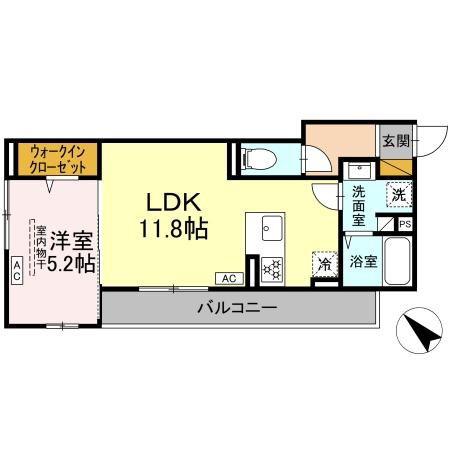 D-SOLACE新千葉3丁目(1LDK/2階)の間取り写真