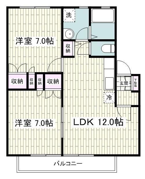 プランタンメゾンD棟(2LDK/1階)の間取り写真