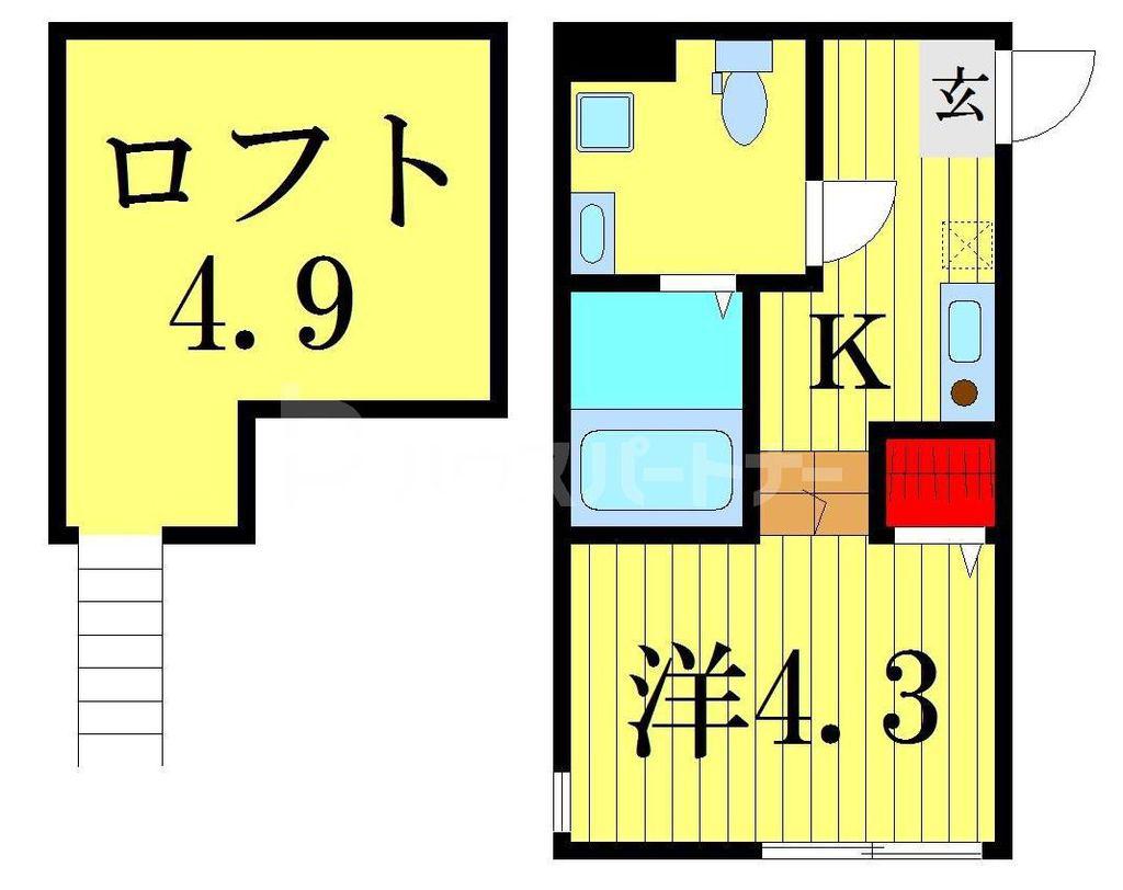 グランシャリオ京成高砂(ワンルーム/2階)の間取り写真