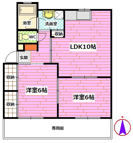 カレントK01(2LDK/1階)の間取り写真