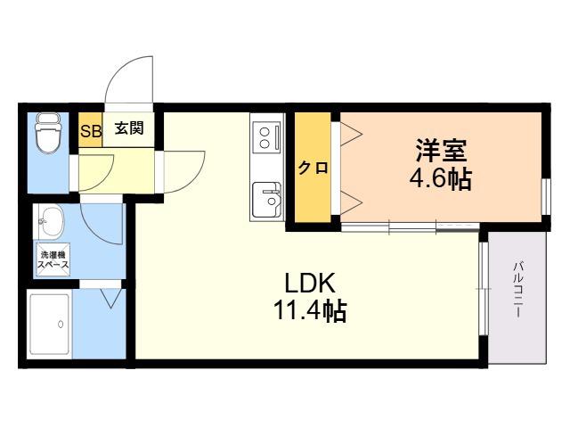 麦野1丁目AP(1LDK/2階)の間取り写真