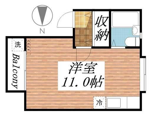 コスモ栄谷 210号(ワンルーム/2階)の間取り写真