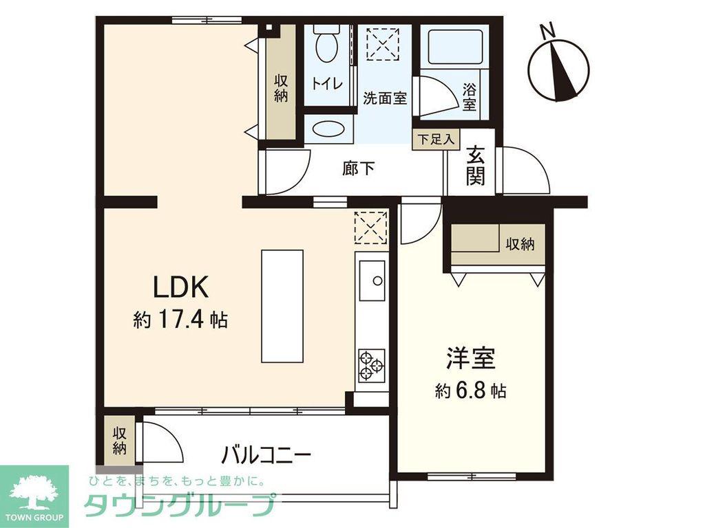 たまプラーザ団地7-3号棟(1LDK/2階)の間取り写真