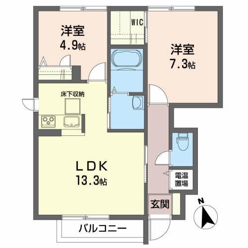 そらりすの庄(2LDK/1階)の間取り写真
