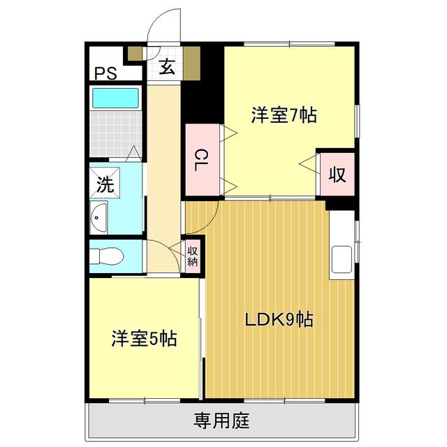 ハイツKURA B(2LDK/3階)の間取り写真
