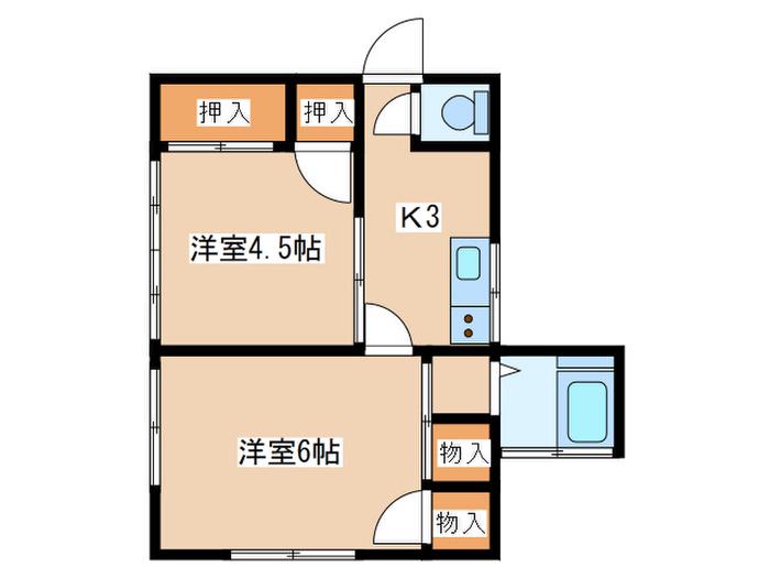 福本様1(2K/2階)の間取り写真