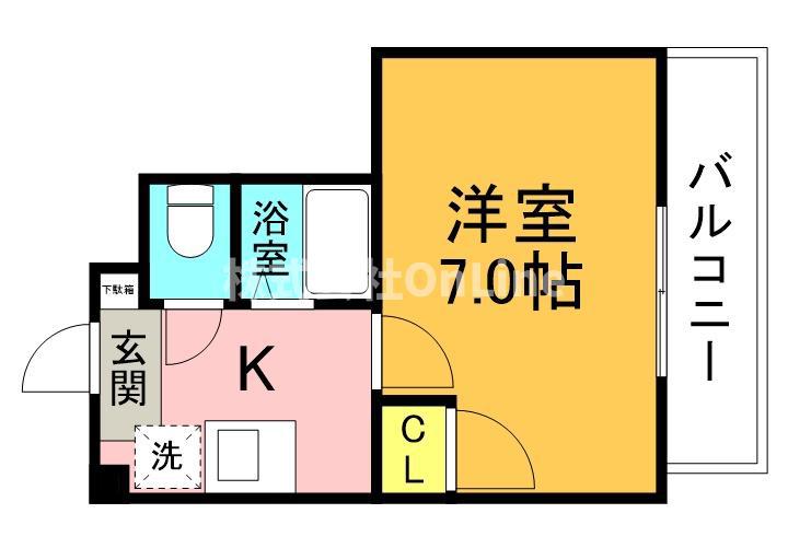 北本町プラザII(1K/3階)の間取り写真