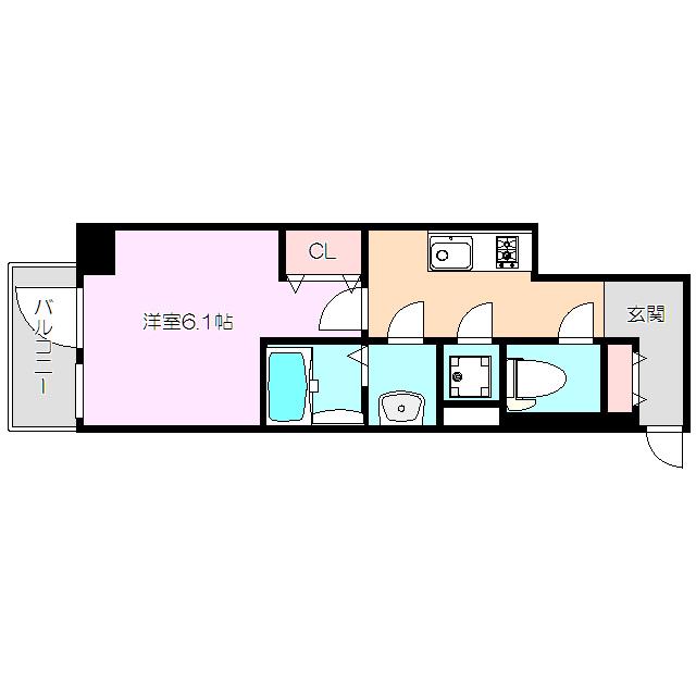レジュールアッシュOSAKAディフィール(1K/10階)の間取り写真