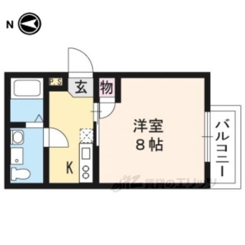 フラッティ一条智恵光院(1K/1階)の間取り写真