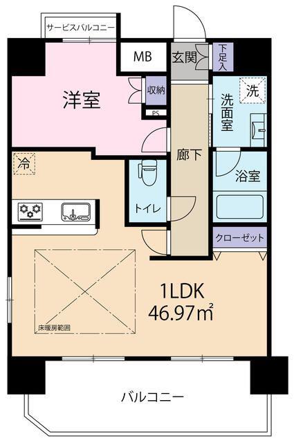 ユリカロゼ西新井(1LDK/5階)の間取り写真
