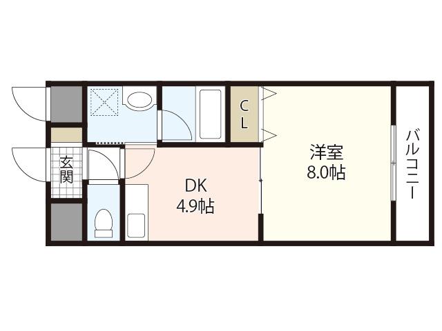 アンブシュール京橋(1DK/5階)の間取り写真