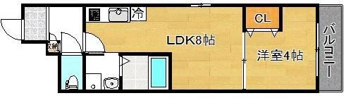 H-MAISON平野ノースIV(1LDK/1階)の間取り写真