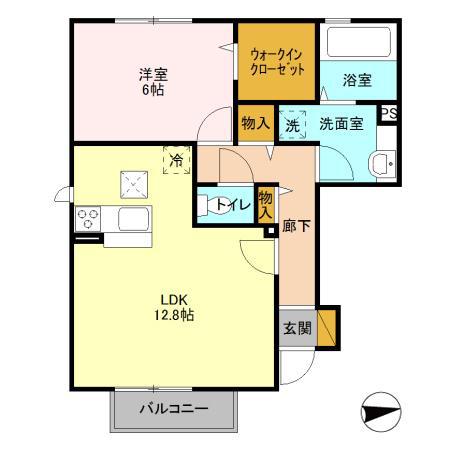 ボナール(1LDK/1階)の間取り写真