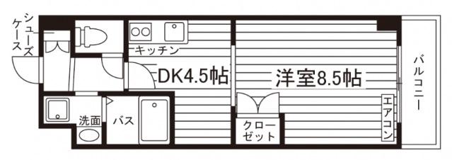 プラセール小束山(1DK/3階)の間取り写真