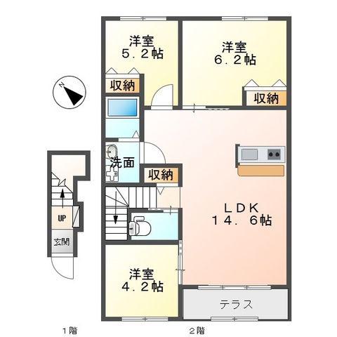 EXCEL・I弐番館(3LDK/2階)の間取り写真