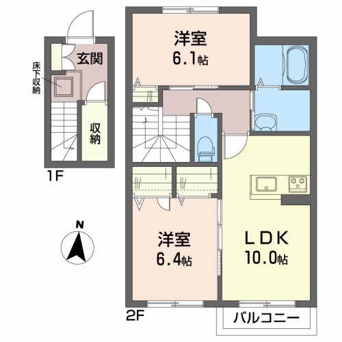 クラッシィ中央 III番館(2LDK/2階)の間取り写真