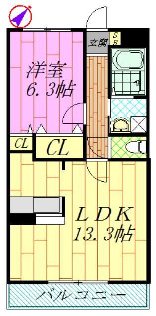 エスペランサ(1LDK/2階)の間取り写真