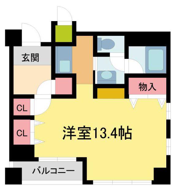 ルーア芦屋(ワンルーム/2階)の間取り写真