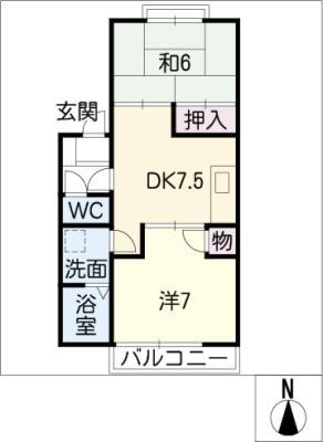 パークハウスITO(2DK/2階)の間取り写真