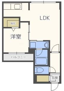 ブランキューブ612(1LDK/1階)の間取り写真