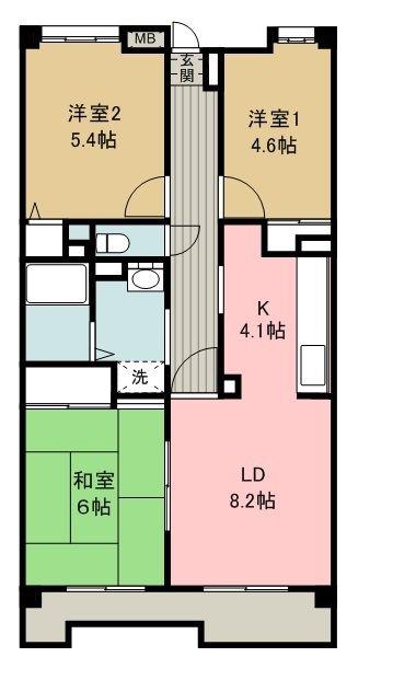 グランヒル(3LDK/2階)の間取り写真