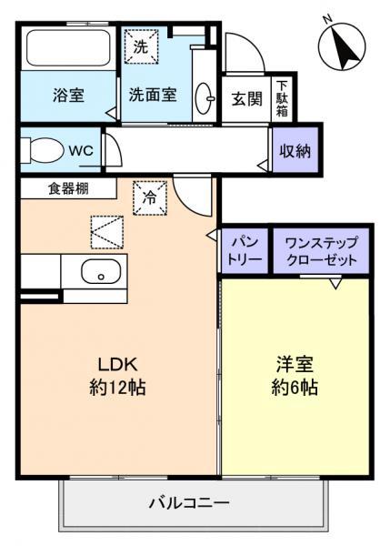 ヴィラ・アムールII(1LDK/1階)の間取り写真