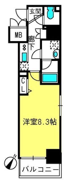 アクシーズタワー新都心(1K/5階)の間取り写真