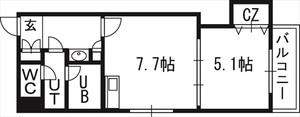 VERTICAL18(1LDK/7階)の間取り写真