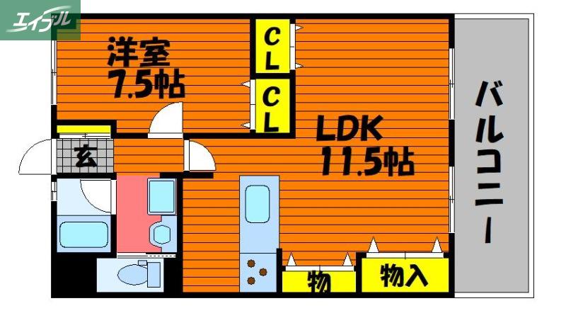 プロキオン(1LDK/4階)の間取り写真