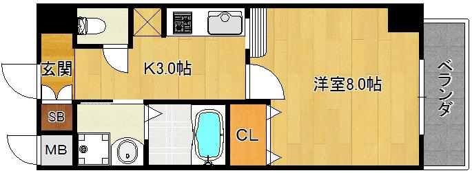 アーモンド樟葉(1K/3階)の間取り写真