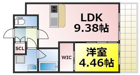 プレジオ難波EURO(1LDK/5階)の間取り写真